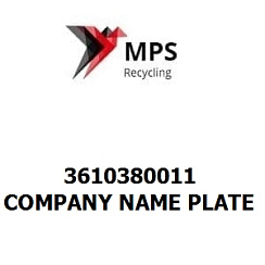 3610380011 Terex|Fuchs COMPANY NAME PLATE